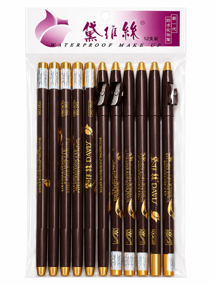 Davis Waterproof Brow Pencil Pack (1 -12 Pieces) – Dark Brown ( Shade N003)