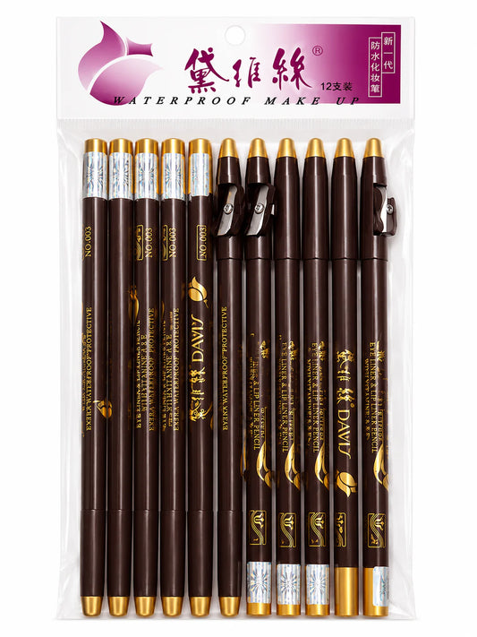 Davis Waterproof Brow Pencil Pack (1 -12 Pieces) – Dark Brown ( Shade N003)